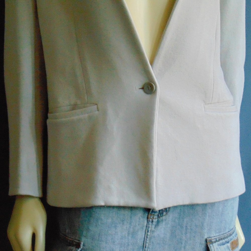 Helmut Lang Beige Collarless Jacket Blazer M - Picture 2 of 5